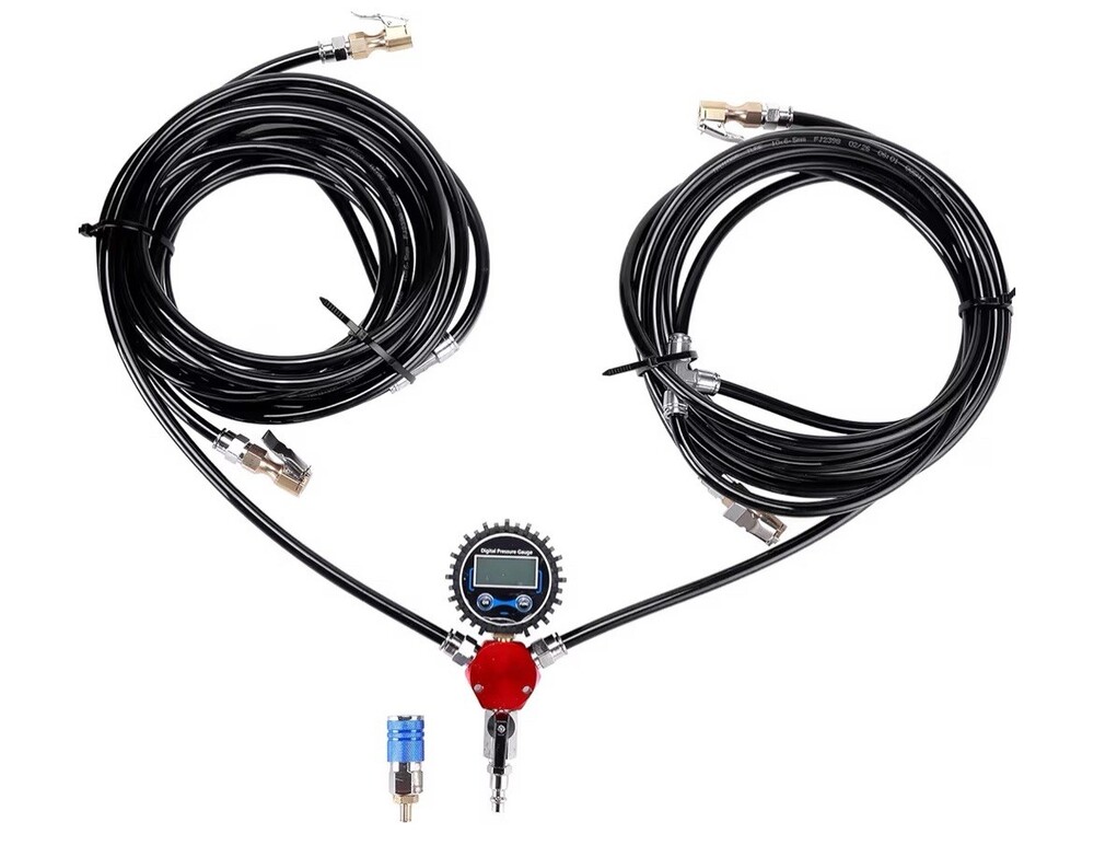 4 Way Tire Inflation Deflation System with 4 Closed Flow Air Chuck Digital Ti...